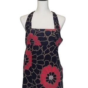 Tabitha Anthropologie Babydoll Floral Silk Halter Top Bow Tie Navy Pink Size 2